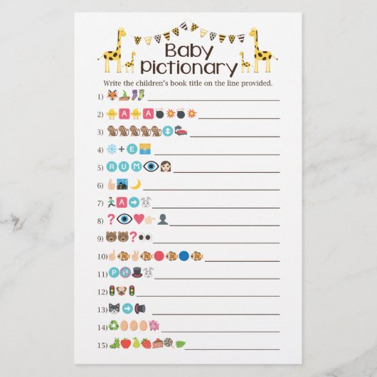 キリン赤ちゃん絵本絵文字ピクチャリィシャワーゲーム チラシ (正面)