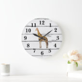 キリン野生動物装飾 ラスティック シップラップ ラージ壁時計 (ホーム)