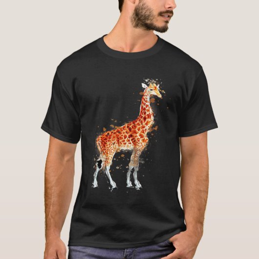 キリン野生生物水彩画Ar Tシャツ (正面)