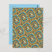 キリン間抜けの長い首とスポット、おもしろいフォークアート ポストカード (正面/裏面)