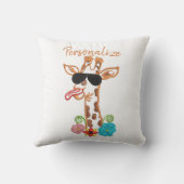 キリン間抜けサングラスおもしろい顔皮肉 クッション (裏面)