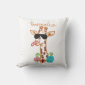 キリン間抜けサングラスおもしろい顔皮肉 クッション (正面)