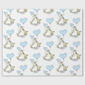 キリン青バルーンママ赤ちゃんシャワーボーイ ラッピングペーパー (フラット)