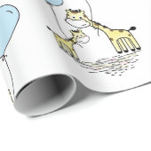 キリン青バルーンママ赤ちゃんシャワーボーイ ラッピングペーパー (ロールコーナー)