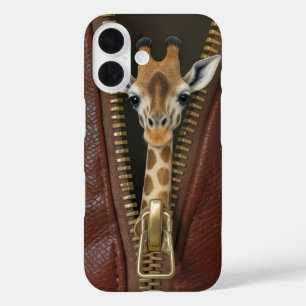 キリン革のジッパー iPhone 16ケース