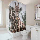 キリン頭キリン毛皮プリントアフリカ動物 シャワーカーテン (インサイチュ)