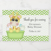 キリン風呂に入る赤ちゃんシャワーありがとう フードラベル (シングルラベル)