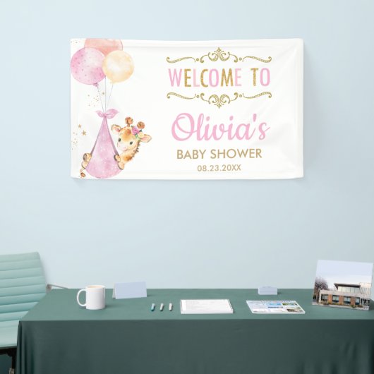 キリン風船ガールベイビーシャワー歓迎の背景 横断幕 (トレードショー)