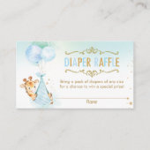 キリン風船赤ちゃんシャワーおむつラッフルチケット エンクロージャーカード (正面)