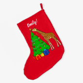 キリン飾の星付きクリスマスツリー ラージクリスマスストッキング (裏面 (吊り時))