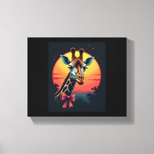 キリン首のジェットコースターみたいで面白いレトロ キャンバスプリント (正面)