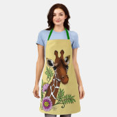 キリン黄ポートレート花 エプロン (着用した状態)