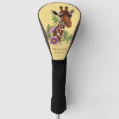 キリン黄ポートレート花 ゴルフヘッドカバー (正面)