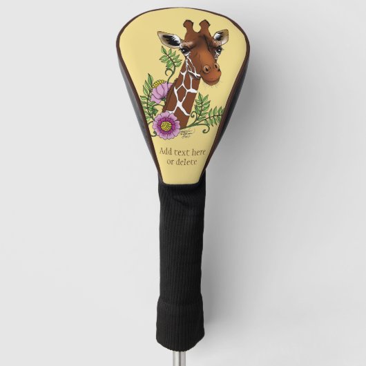 キリン黄ポートレート花 ゴルフヘッドカバー (正面)