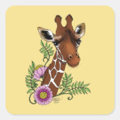 キリン黄ポートレート花 スクエアシール (正面)