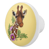 キリン黄ポートレート花 セラミックノブ (右)