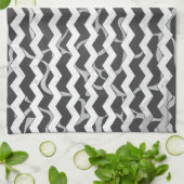 キリン黒とグレーのシェブロン模様 キッチンタオル (折り畳み)