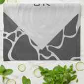 キリン黒とライトグレーモノグラム キッチンタオル (折り畳み)