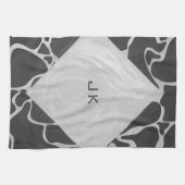 キリン黒とライトグレーモノグラム キッチンタオル (横)