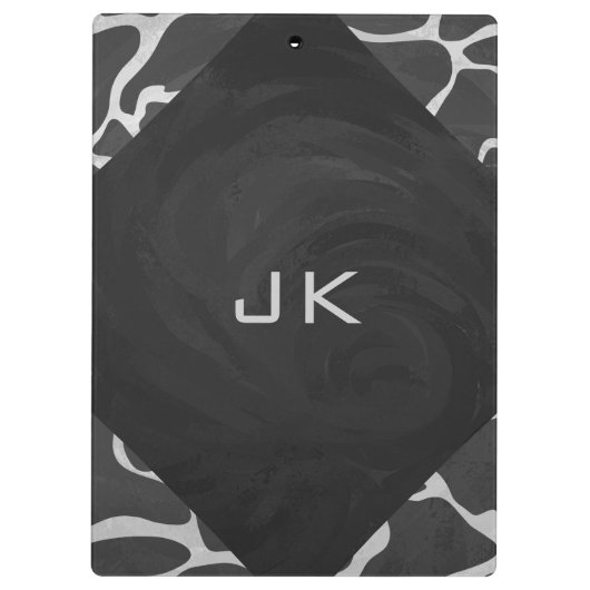 キリン黒とライトグレーモノグラム クリップボード (裏面)