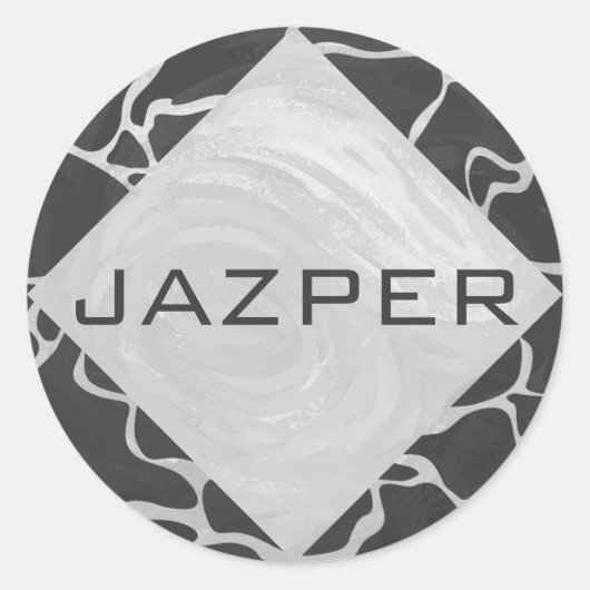 キリン黒とライトグレーモノグラム ラウンドシール (正面)