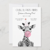 キリン黒白の誕生日パーティーの招待状 招待状 (正面)