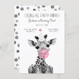 キリン黒白の誕生日パーティーの招待状 招待状