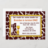 キリン1歳の誕生日招待状 招待状 (正面/裏面)