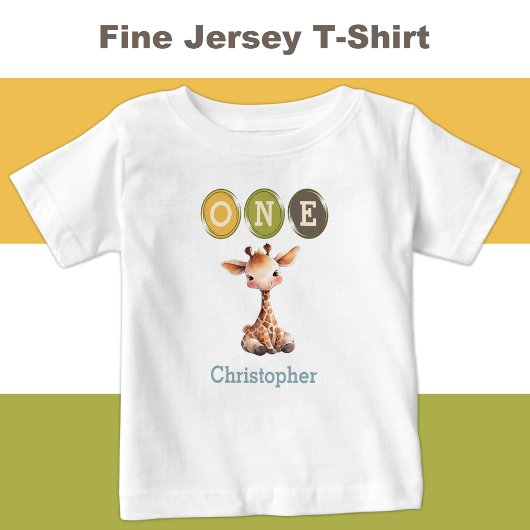 キリン1歳の誕生日1歳の名前は青 ベビーTシャツ