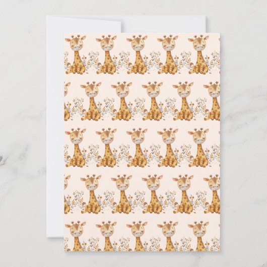 キリン2匹の野生のサファリの動物2歳の誕生日 招待状 (裏面)