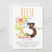 キリン3歳誕生日パーティー招待状 招待状 (正面)