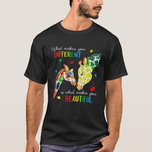 キリン あなたを違う存在にしているもの 自閉症啓発 Tシャツ (正面)