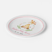 キリン（かわいいサファリ動物）赤ちゃんシャワー ペーパープレート (アングル)