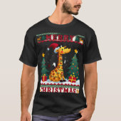 キリン アグリークリスマスセーター 楽しいサンタ帽子 リー Tシャツ (正面)