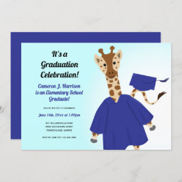 キリン·アニマル·ブルー·キャップ·ガウン·キッド卒業 招待状