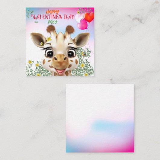 キリン・キッズクラスルームのバレンタイン・カード ノートカード (正面/裏面)