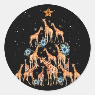キリン クリスマスツリー フラワー キリン Xmas ライト ラウンドシール