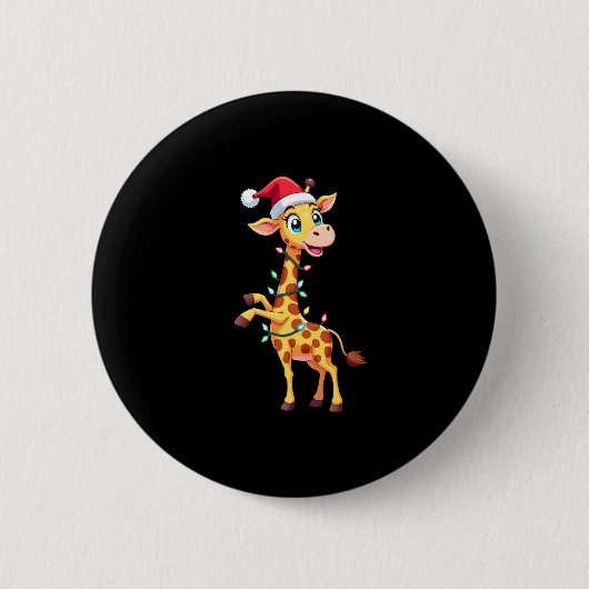 キリン クリスマス ライティング 面白い サンタ キリン クリスマス 缶バッジ (正面)