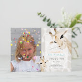 キリン・グレージュウォーターカラーキッズフォト誕生日 招待状 (スタンド正面)