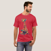 キリン ゲーム好き 動物 ゲーム 面白い キリン 男性 Tシャツ (正面フル)