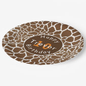 キリン・サファリをテーマにした誕生日 ペーパープレート (アングル)