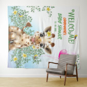 キリン・サファリ赤ちゃんシャワー背景 タペストリー (インサイチュ(横))