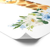 キリン、サファリ、ジャングル、青い花、男の子の寝室 ポスター (角)