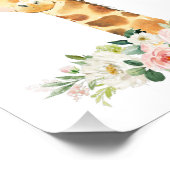 キリン,サファリ,ピンクの花,女の子子供部屋 フォトプリント (角)