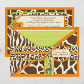 キリン・サファリ・ベビー・シャワー 招待状 (正面/裏面)