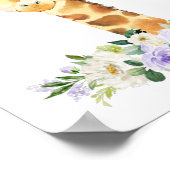 キリン、サファリ、紫の花、男女兼用 ポスター (角)