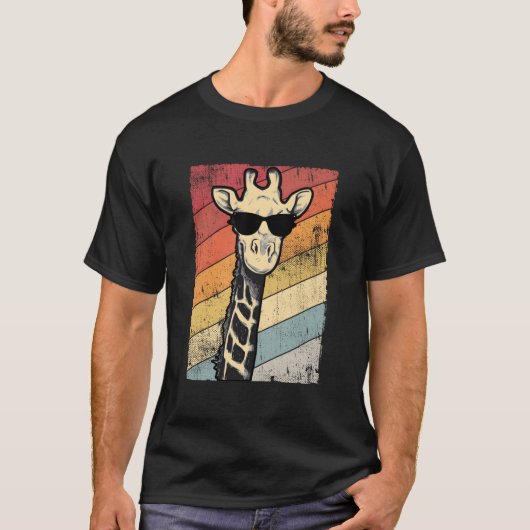 キリン サングラス 動物 Tシャツ (正面)