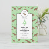 キリン ジャングルサファリ 動物の誕生日招待状 招待状 (スタンド正面)