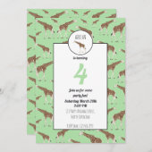 キリン ジャングルサファリ 動物の誕生日招待状 招待状 (正面/裏面)
