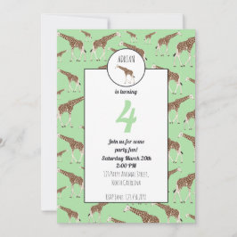 キリン ジャングルサファリ 動物の誕生日招待状 招待状